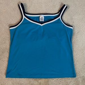 Tank Top, Teal Multi-colored Straps Plus Size